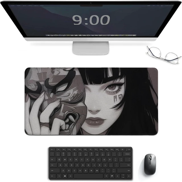 Main image of Gaming Mouse Pad Large Desk Mat 23.6 x 11.8 in Girl Samurai Oni Mask