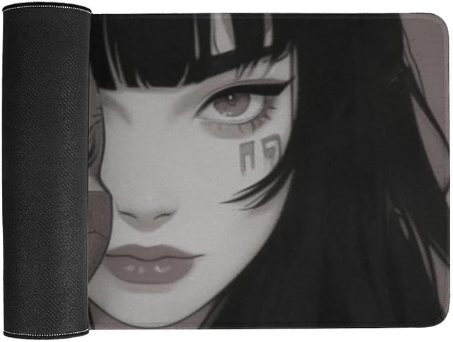 Alt view image 3 of 7 - Gaming Mouse Pad Large Desk Mat 23.6 x 11.8 in Girl Samurai Oni Mask