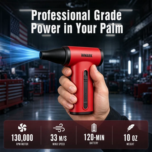 Alt view image 7 of 7 - Compressed Air Duster Rechargeable Cordless Handheld Mini Blower
