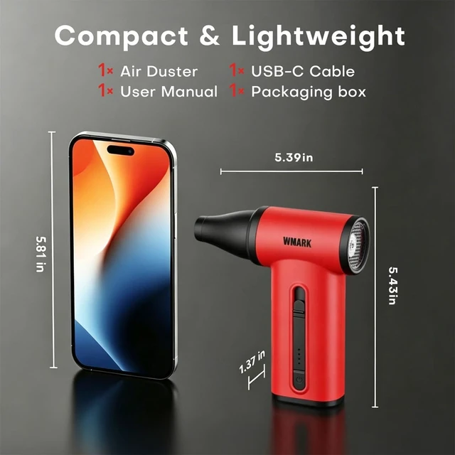 Alt view image 6 of 7 - Compressed Air Duster Rechargeable Cordless Handheld Mini Blower