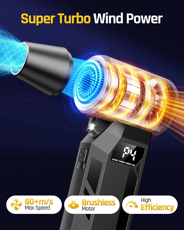 Alt view image 2 of 7 - Compressed Air Duster 150000 RPM Electric Air Duster LED Display&Light