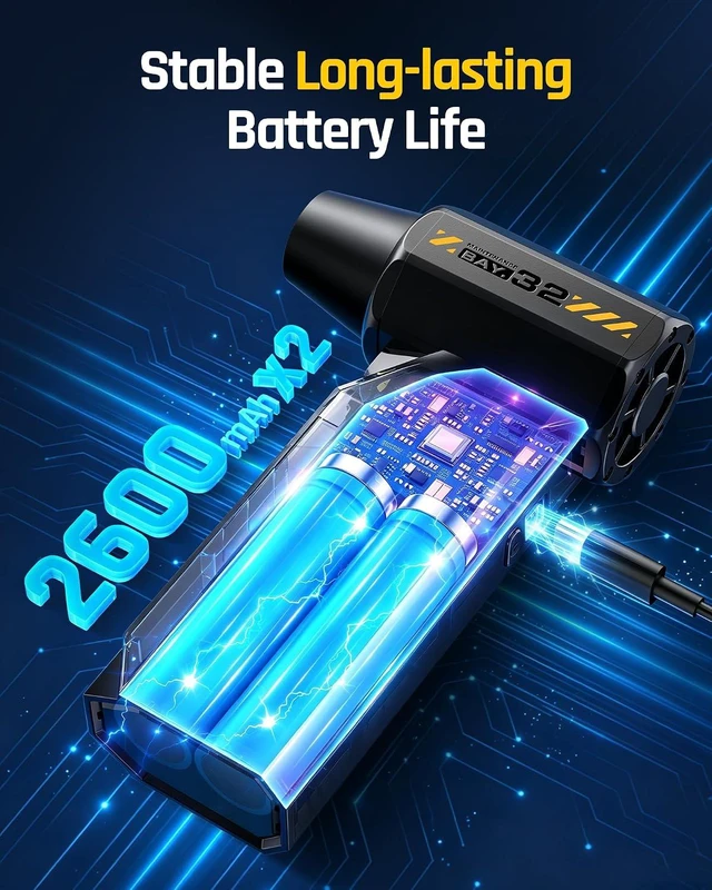 Alt view image 7 of 7 - Compressed Air Duster 150000 RPM Electric Air Duster LED Display&Light