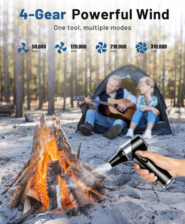 Alt view image 6 of 7 - Compressed Air Duster with 310 000RPM Type-C Charging Multi-Accessories 4 Gear Adjustable Turbo Fan Super Power Electric Air Duster for Computer Keyboard Outdoor House and Car