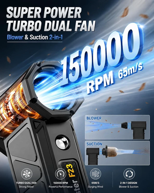 Alt view image 2 of 7 - Compressed Air Duster 150000RPM Electric Air Duster with 4-Speed Control