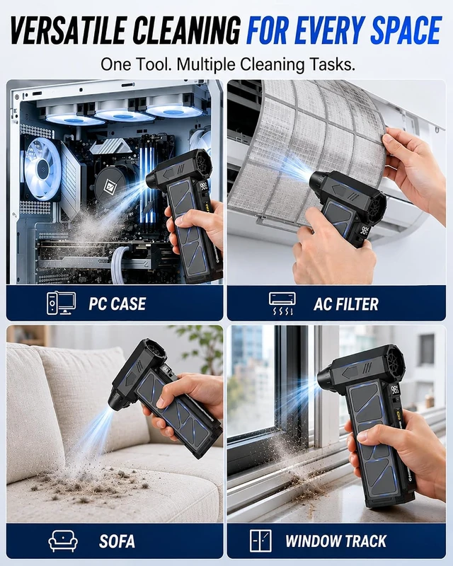 Alt view image 5 of 7 - Compressed Air Duster 150000RPM Electric Air Duster with 4-Speed Control