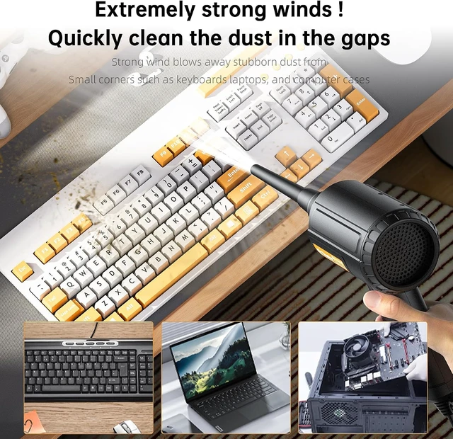 Alt view image 2 of 7 - Electric Air Duster 500W High-Power Corded Compressed Air Canister Replacement with Adjustable Speed 10ft Cable - for Electronics PC Keyboard Car Camera Inflatable Pool Toys