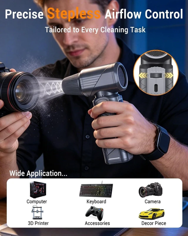 Alt view image 5 of 7 - Compressed Air Duster 350W Cordless Electric Air Blower Rechargeable Mini