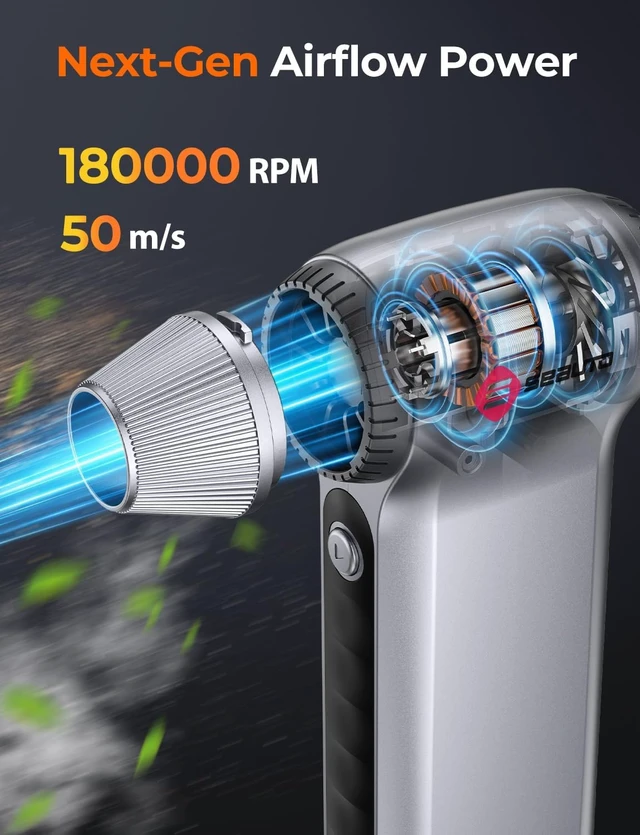 Alt view image 2 of 7 - Electric Air Duster Accessories Powerful Cordless Compressed Air Duster with 3-Speed Mini Air Duster Blower Rechargeable Dust Cleaner for Computer Keyboard PC Car Outdoor & Home Cleaning