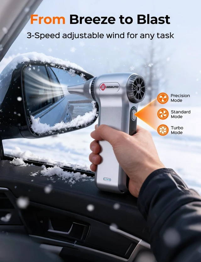 Alt view image 5 of 7 - Electric Air Duster Accessories Powerful Cordless Compressed Air Duster with 3-Speed Mini Air Duster Blower Rechargeable Dust Cleaner for Computer Keyboard PC Car Outdoor & Home Cleaning