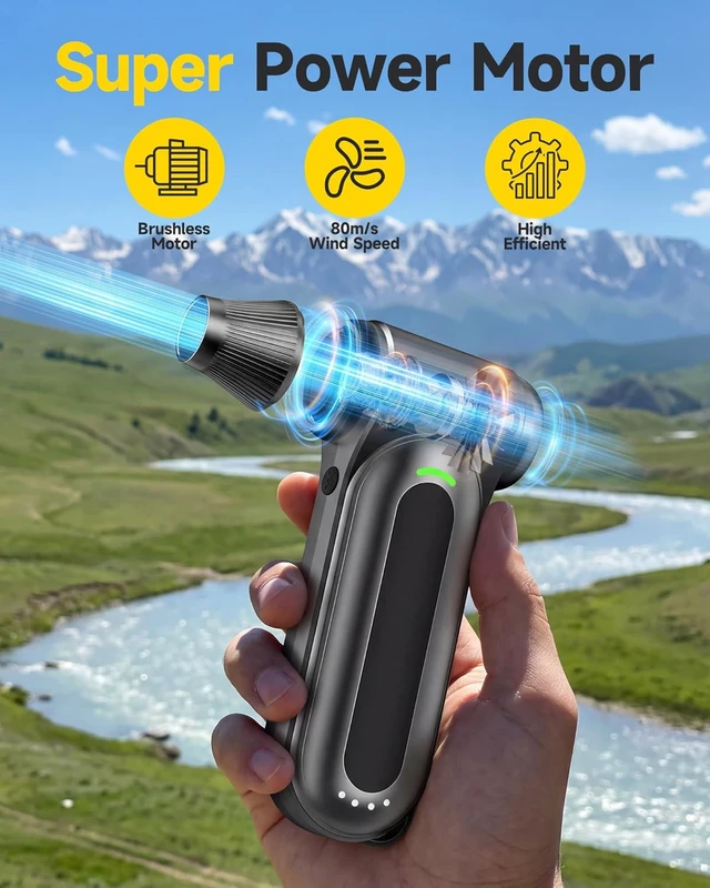 Alt view image 2 of 6 - FAOGO Compressed Air Duster 170 000 RPM Handheld Electric Air Duster with Brushless Motor 4-Speed Cordless Rechargeable Air Blower for Keyboard PC Car Electronics Canned Air Alternative