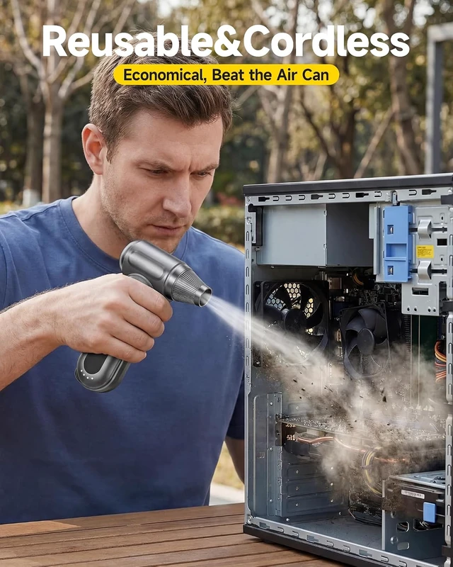 Alt view image 3 of 6 - FAOGO Compressed Air Duster 170 000 RPM Handheld Electric Air Duster with Brushless Motor 4-Speed Cordless Rechargeable Air Blower for Keyboard PC Car Electronics Canned Air Alternative