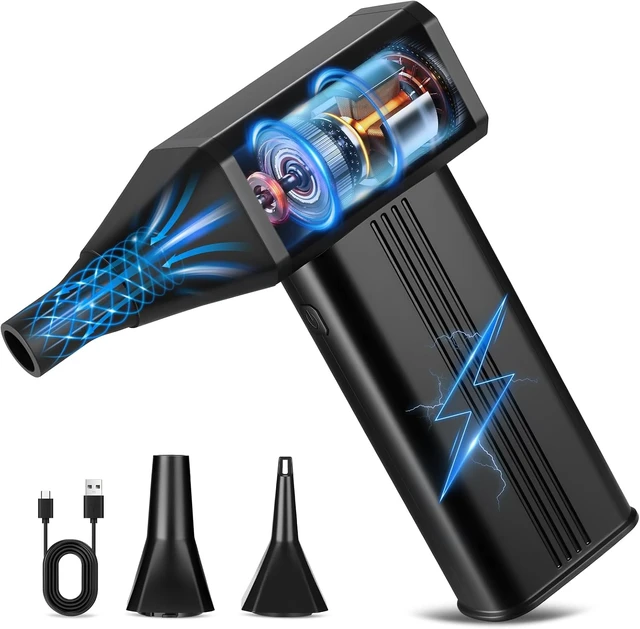 Alt view image 7 of 7 - Compressed Air Duster 130000RPM High-Speed Electric Air Duster with 220G Wind Pressure 4-Speed Adjustable Dust Blower for PC Cleaning Kit Computer Keyboard Black