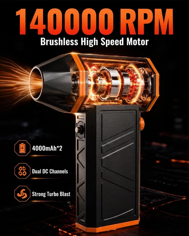 Alt view image 5 of 7 - Lk-200 Compressed Air Duster 140000RPM Rechargeable Blower PC&Car