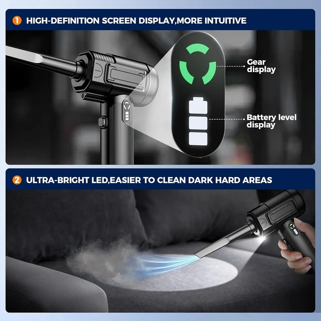 Alt view image 3 of 7 - Compressed Air Duster 130000RPM Rechargeable Electric Air Blower Cordless