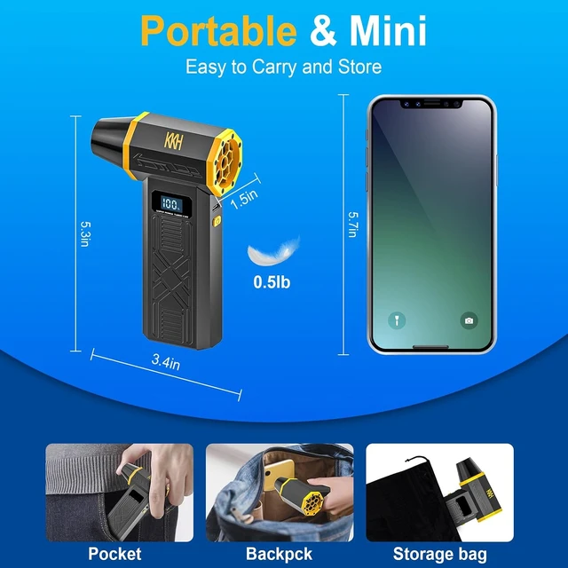 Alt view image 2 of 6 - Portable Electric Air Duster with Led Light Powerful 120000RPM 4 Speed Adjustable Mini Turbo Blower for Cleaning Rechargeable Cordless Dusters for Home Car Outdoor PC Computer Keyboard