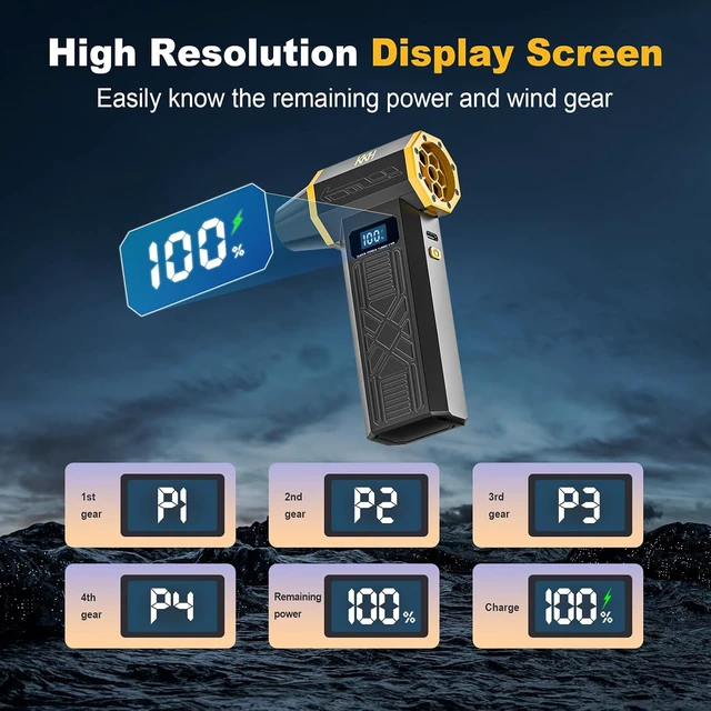 Alt view image 4 of 6 - Portable Electric Air Duster with Led Light Powerful 120000RPM 4 Speed Adjustable Mini Turbo Blower for Cleaning Rechargeable Cordless Dusters for Home Car Outdoor PC Computer Keyboard