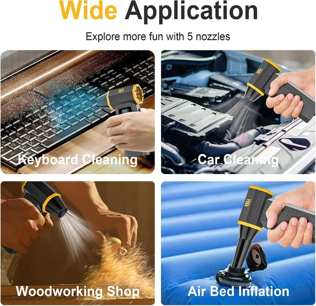 Alt view image 6 of 6 - Portable Electric Air Duster with Led Light Powerful 120000RPM 4 Speed Adjustable Mini Turbo Blower for Cleaning Rechargeable Cordless Dusters for Home Car Outdoor PC Computer Keyboard