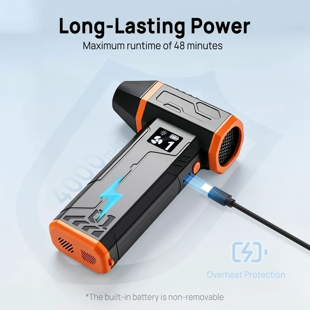 Alt view image 3 of 7 - Compressed Air Duster Electric Air Duster 110000RPM with Led Light Powerful LED Display Speed Adjustable Turbo Blower for Cleaning Rechargeable Cordless Dusters for Home Car PC Computer Keyboard