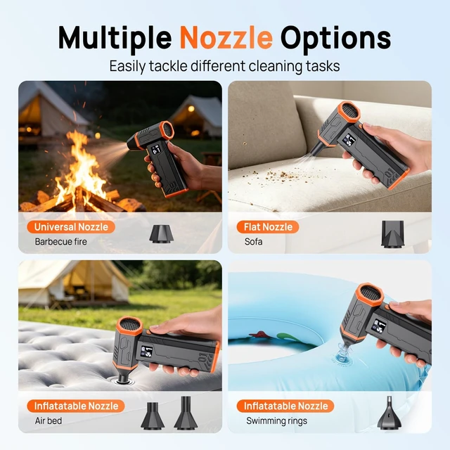 Alt view image 5 of 7 - Compressed Air Duster Electric Air Duster 110000RPM with Led Light Powerful LED Display Speed Adjustable Turbo Blower for Cleaning Rechargeable Cordless Dusters for Home Car PC Computer Keyboard