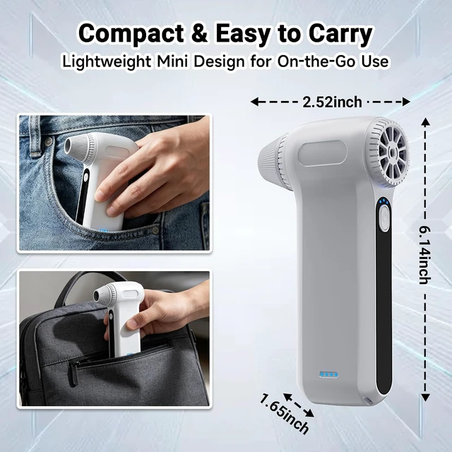 Alt view image 7 of 7 - 125000 RPM Compressed Air Duster 3-Gear Powerful Electric Air Blower Ergonomic Handheld Air Can Alternative for Computer Keyboard PC Car Home & Outdoor Cleaning