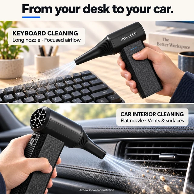 Alt view image 4 of 7 - X113 Electric Air Duster 3-Speed Mini Blower 280000RPM Black
