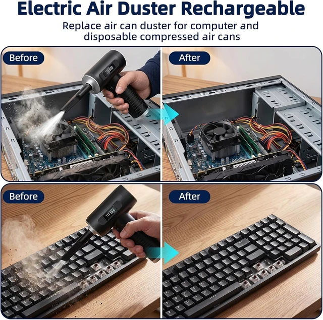 Alt view image 5 of 7 - CompressedAirDuster 100000RPMRechargeableCordlessElectricAirBlower