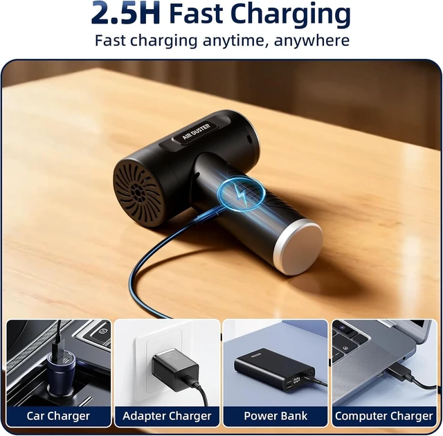 Alt view image 6 of 7 - CompressedAirDuster 100000RPMRechargeableCordlessElectricAirBlower