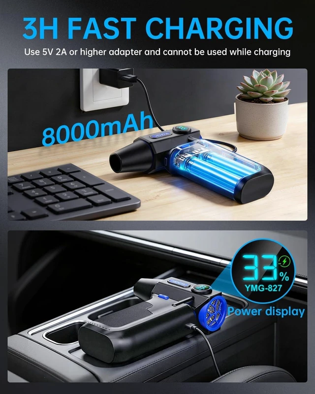 Alt view image 4 of 7 - Compressed Air Duster 150000RPM 3-Gear Brushless Motor Cordless Electric Air Blower Rechargeable Air Blower with LED Light for PC Computer Laptop Keyboard Car Cleaning Gifts for Men