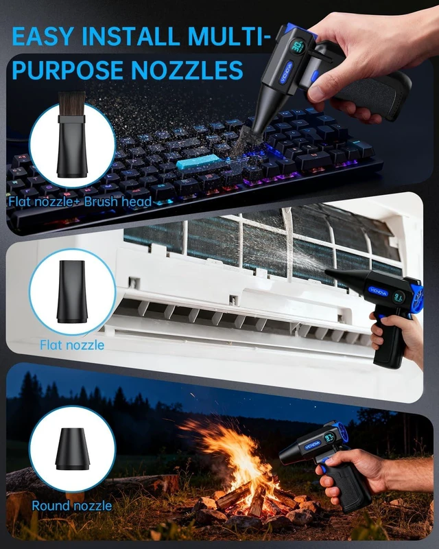 Alt view image 6 of 7 - Compressed Air Duster 150000RPM 3-Gear Brushless Motor Cordless Electric Air Blower Rechargeable Air Blower with LED Light for PC Computer Laptop Keyboard Car Cleaning Gifts for Men