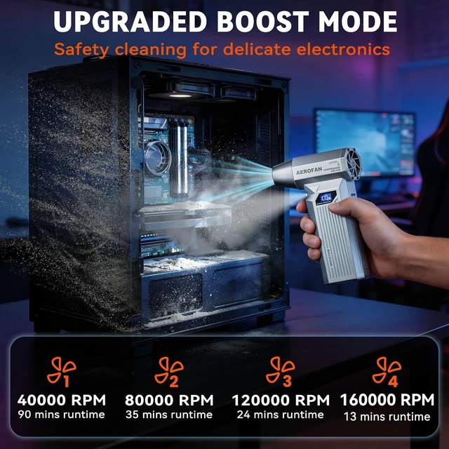 Alt view image 2 of 7 - Compressed Air Duster Rechargeable Electric Air Blower PC Keyboard Cleaner