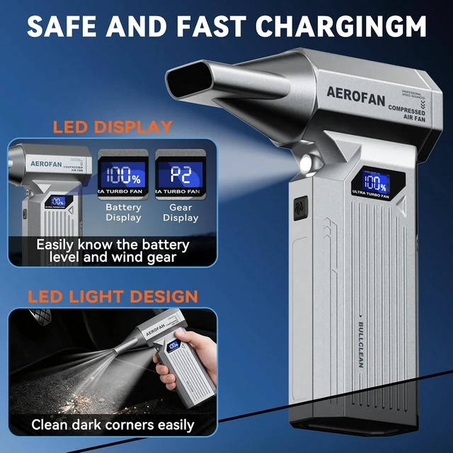 Alt view image 3 of 7 - Compressed Air Duster Rechargeable Electric Air Blower PC Keyboard Cleaner
