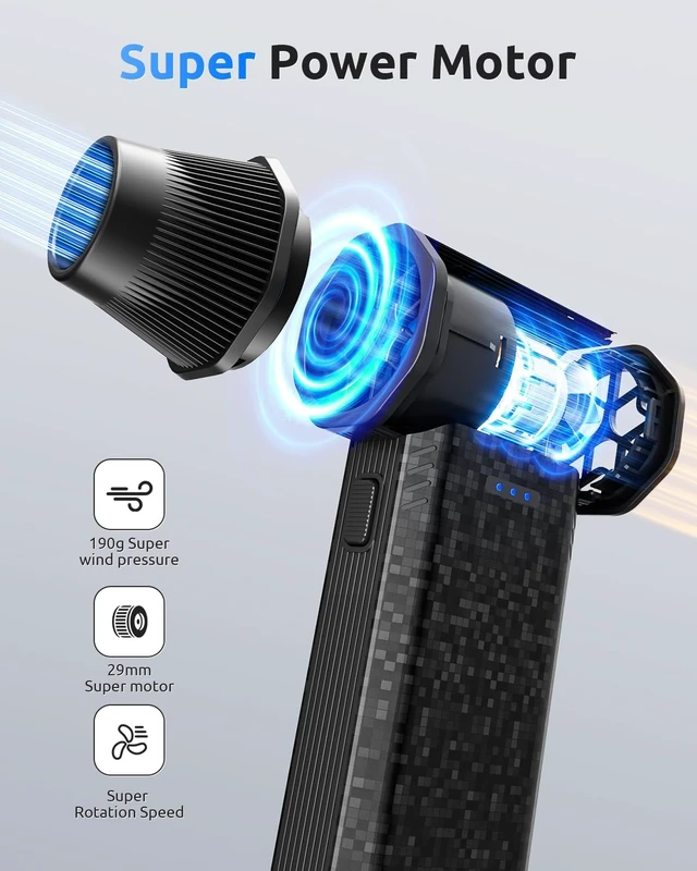 Alt view image 2 of 7 - X113 Electric Air Blower 110 000 RPM Rechargeable Air Duster 2× 2500mAh 120W Motor & 3 Adjustable Speeds USB-C Alternative to Compressed Air Cans for PC Keyboard Car and Home