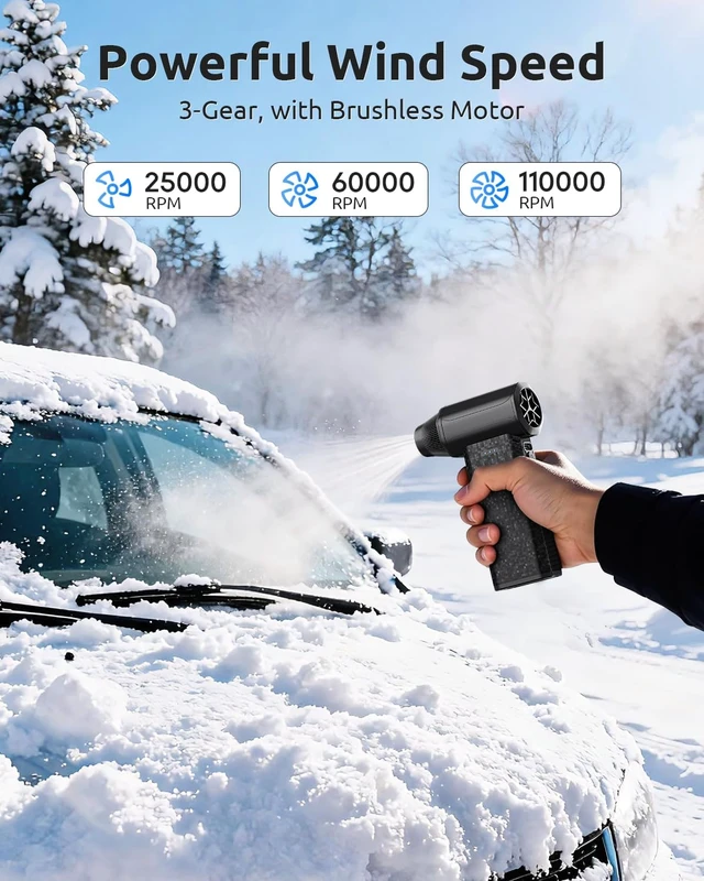 Alt view image 4 of 7 - X113 Electric Air Blower 110 000 RPM Rechargeable Air Duster 2× 2500mAh 120W Motor & 3 Adjustable Speeds USB-C Alternative to Compressed Air Cans for PC Keyboard Car and Home