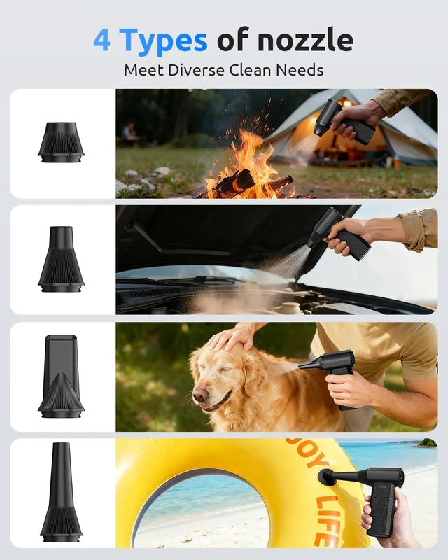 Alt view image 7 of 7 - X113 Electric Air Blower 110 000 RPM Rechargeable Air Duster 2× 2500mAh 120W Motor & 3 Adjustable Speeds USB-C Alternative to Compressed Air Cans for PC Keyboard Car and Home