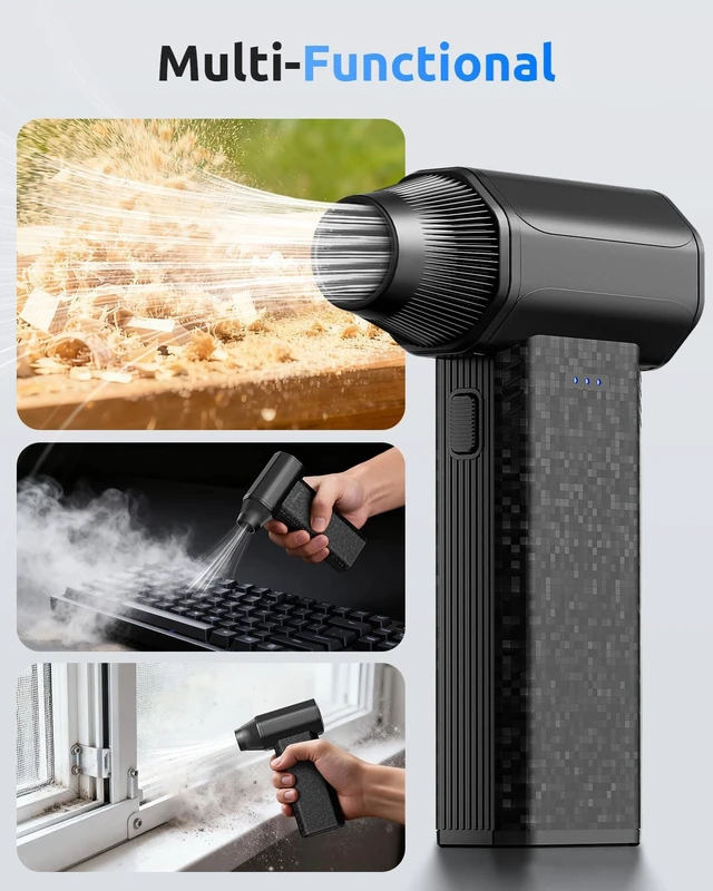 Alt view image 6 of 7 - X113 Electric Air Blower 110 000 RPM Rechargeable Air Duster 2× 2500mAh 120W Motor & 3 Adjustable Speeds USB-C Alternative to Compressed Air Cans for PC Keyboard Car and Home