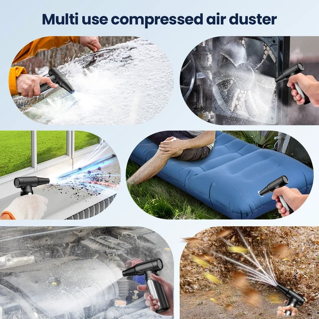 Alt view image 7 of 7 - Electric Compressed Air Duster Rechargeable Cordless Air Duster for PC Keyboard & Electronics Cleaning Replaces Canned Air & Air Cans Portable Air Blower with Multiple Nozzles