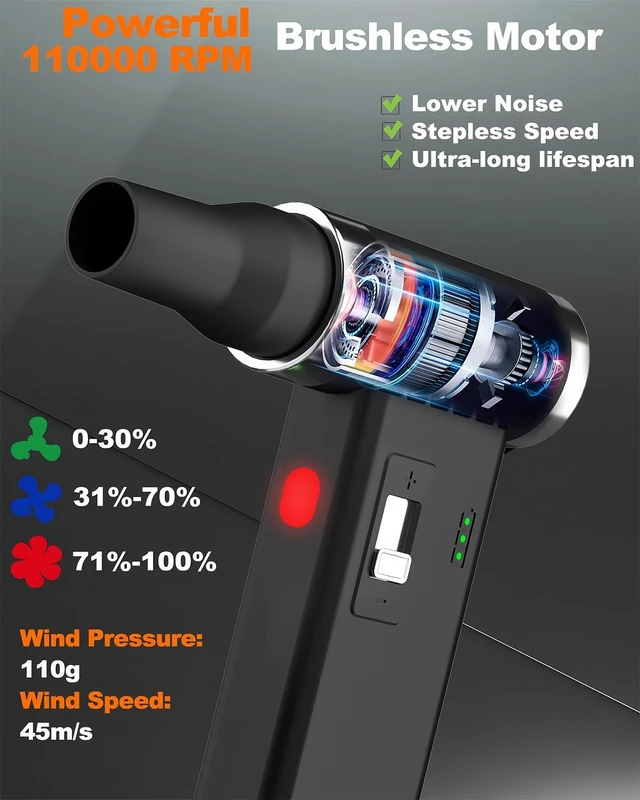 Alt view image 2 of 7 - FT03 Compressed Air Duster 1-100 Stepless Speed Adjustable