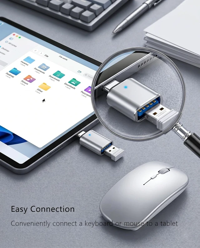 Alt view image 6 of 7 - USB C to USB A 3.0 OTG Adapter Silver 3 Pack for Data Devices