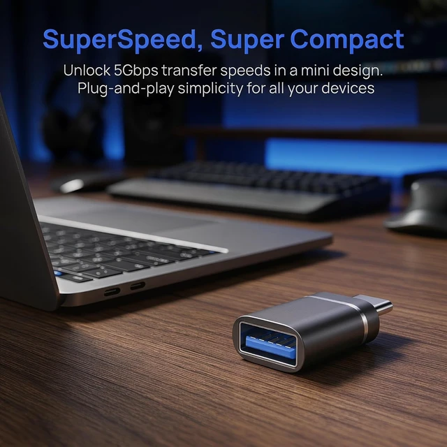 Alt view image 3 of 6 - USB C Male to USB 3.0 Female Adapter Type C to USB A Adapter USB Hub Splitter for Laptop Tablet Phone Black