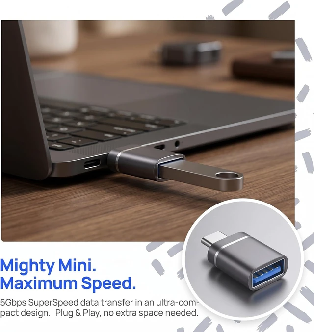 Alt view image 5 of 6 - USB C Male to USB 3.0 Female Adapter Type C to USB A Adapter USB Hub Splitter for Laptop Tablet Phone Black