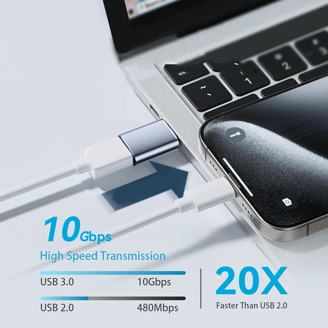 Alt view image 7 of 7 - USB to USB C Adapter 4 Pack 2*Type C Female to A Male Charger Converter & 2*USB C Male to USB 3.0 Female for Watch iPhone 18/17/16/15/14/13/12 Pro Max AirPods Ultra 8 9 Galaxy S23 S24