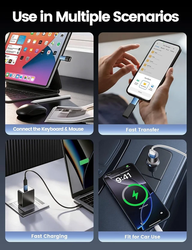 Alt view image 5 of 6 - USB C to USB Adapter USBC Male to USB 3.0 Female Converter 3 Pack