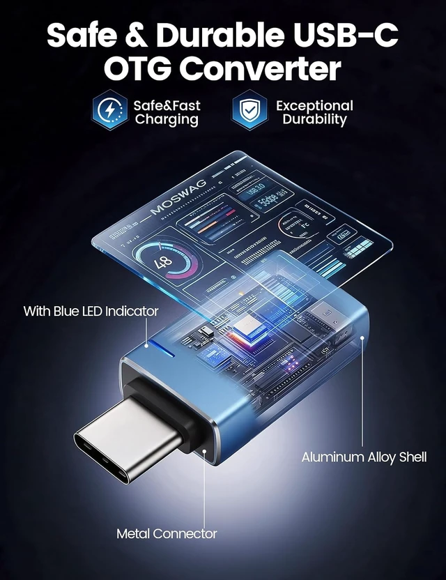 Alt view image 3 of 6 - USB C to USB Adapter USBC Male to USB 3.0 Female Converter 3 Pack