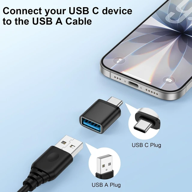 Alt view image 5 of 7 - USB C Adapter 5Pack Type C Male to USB Female Connector for Galaxy