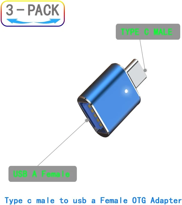 Alt view image 2 of 5 - USB C to USB A Adapter - 3 Pack Male to Female 10Gbps USB 3.2 Gen 2 Compatible with iPhone/MacBook/Air/iPad//Thunderbolt 3/4