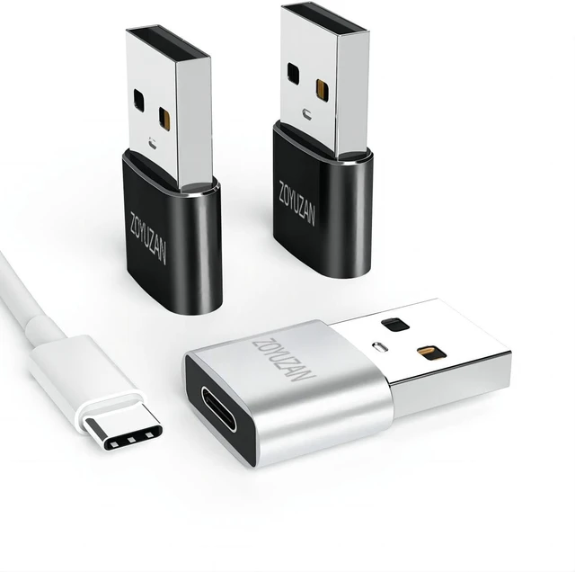 Main image of 3Pack USB to USB C Adapter USB-A to USB-C Adapter USBC Type-c Female Thunderbolt 2 3 USBA Male Power Charger Connector for iPhone 12 11 mini pro max Airpods Ipad air Galaxy Pixel
