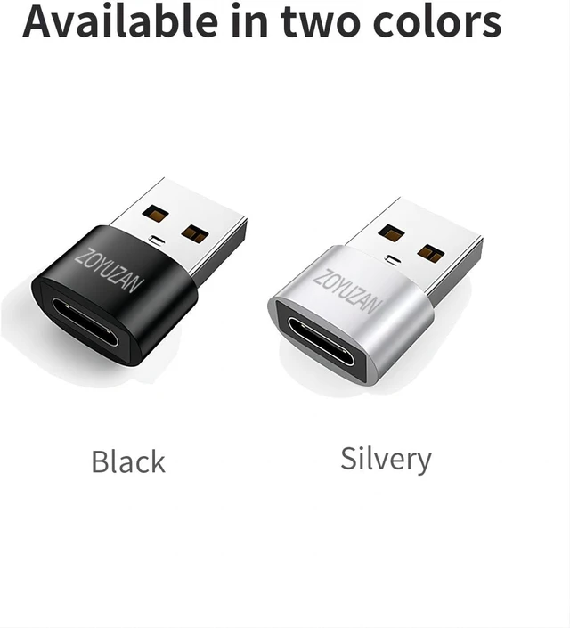 Alt view image 5 of 7 - 3Pack USB to USB C Adapter USB-A to USB-C Adapter USBC Type-c Female Thunderbolt 2 3 USBA Male Power Charger Connector for iPhone 12 11 mini pro max Airpods Ipad air Galaxy Pixel