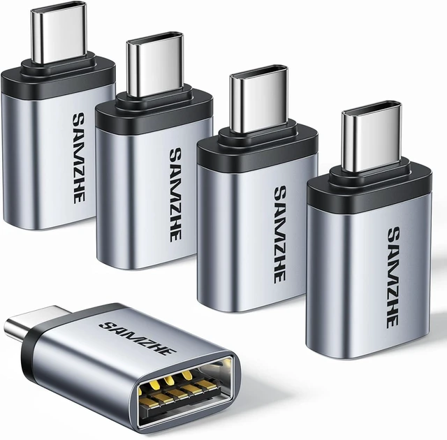 Main image of USB C to USB A Adapter 5 Pack 10Gbps Space Gray Plug-and-Play