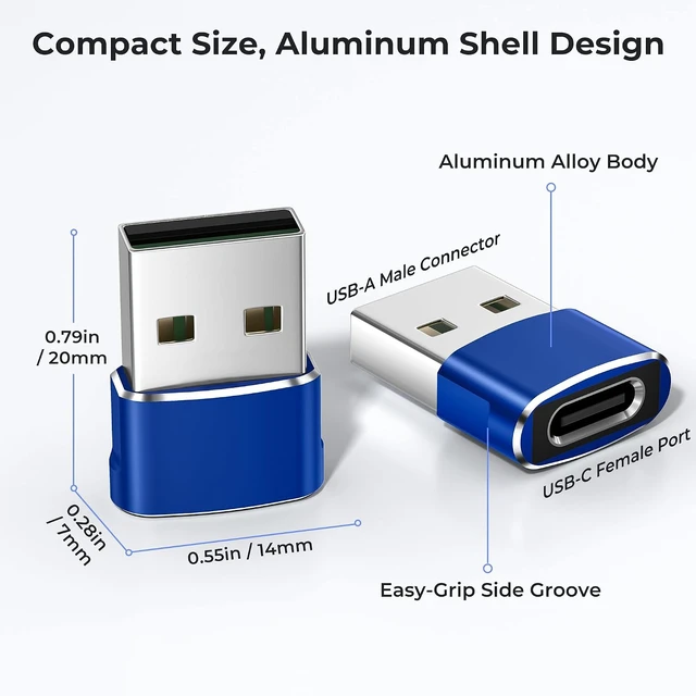 Alt view image 5 of 7 - USB to USBC Adapter Type C Female to USBA Male Charger Connector