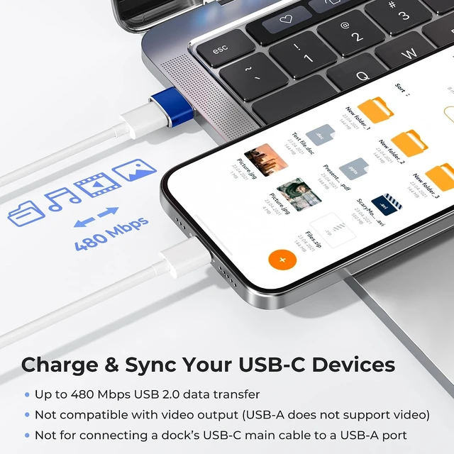 Alt view image 4 of 7 - USB to USBC Adapter Type C Female to USBA Male Charger Connector